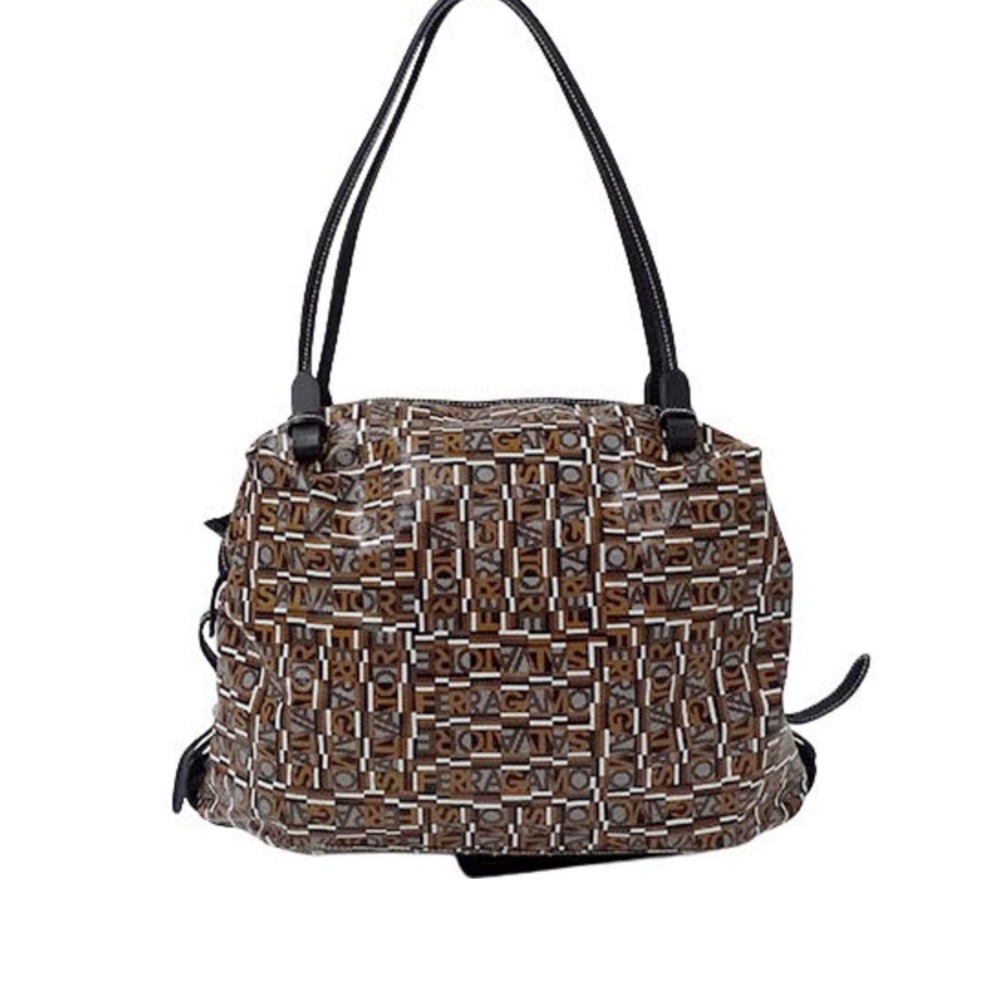 LMT: Salvatore Ferragamo Shoulder Brown Pouch Attached Handbag -NWOT - Picture 4 of 16